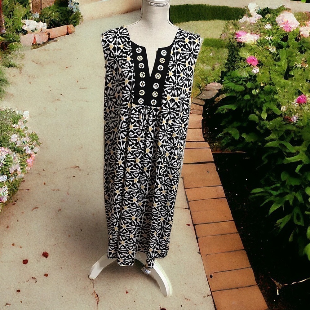 Ruby rd sleeveless dress, bodice bead adornments. Sz 1x